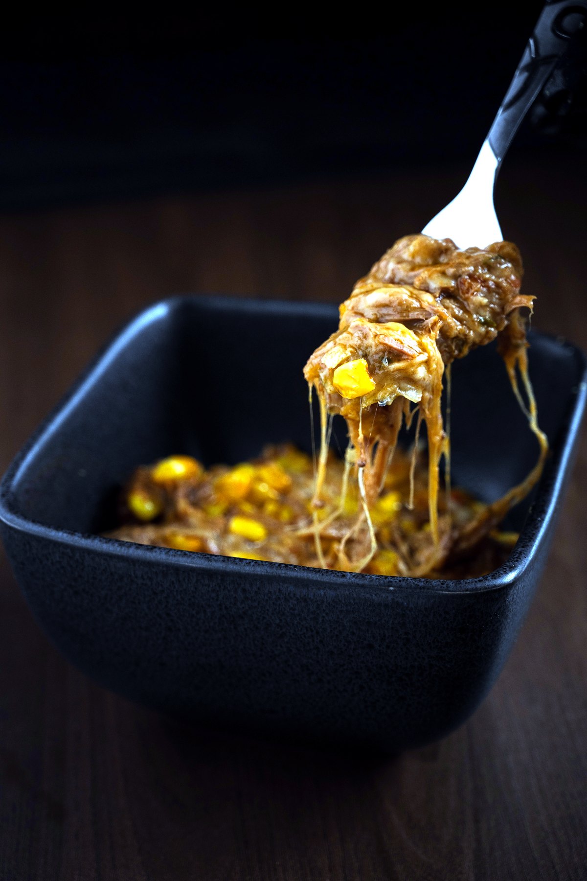 Mazorcada with shredded beef and melted cheese